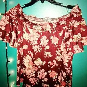 boutique floral off the shoulder top
